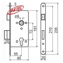 Zamek 72/55 Lewy JANIA