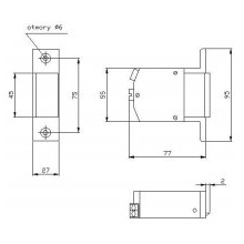 Elektrozaczep R1 12V symetryczny